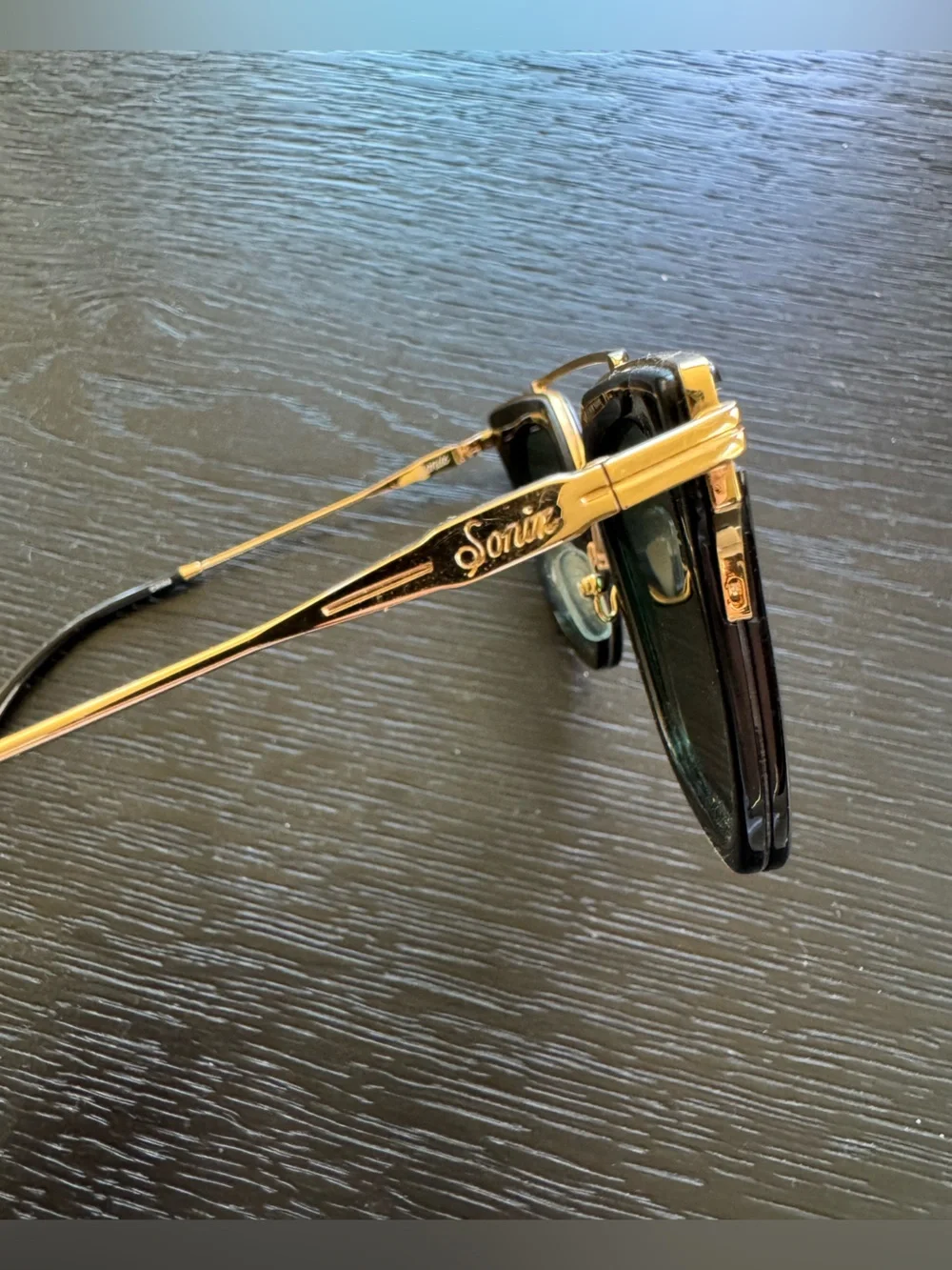 Sonix Black & Gold Square Sunglasses with Dark Lenses